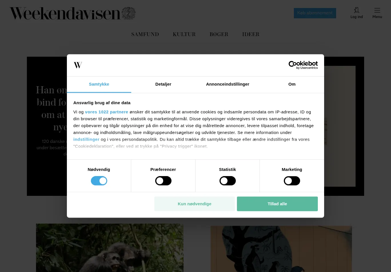 weekendavisen.dk before consent screenshot