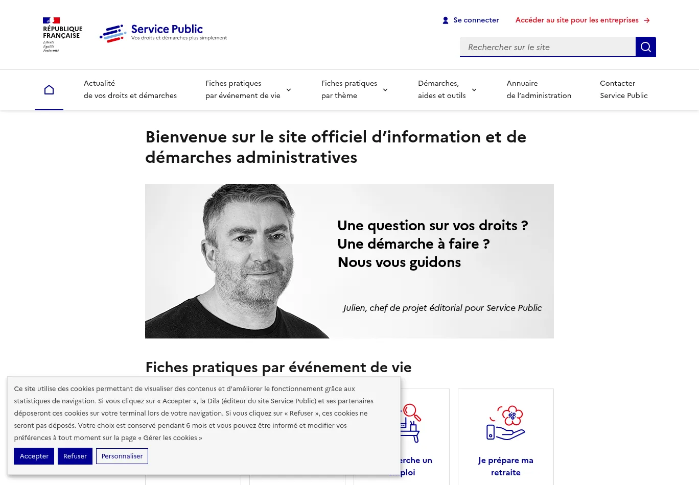 service-public.fr before consent screenshot