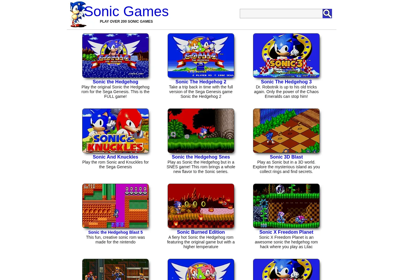allsonicgames.net screenshot