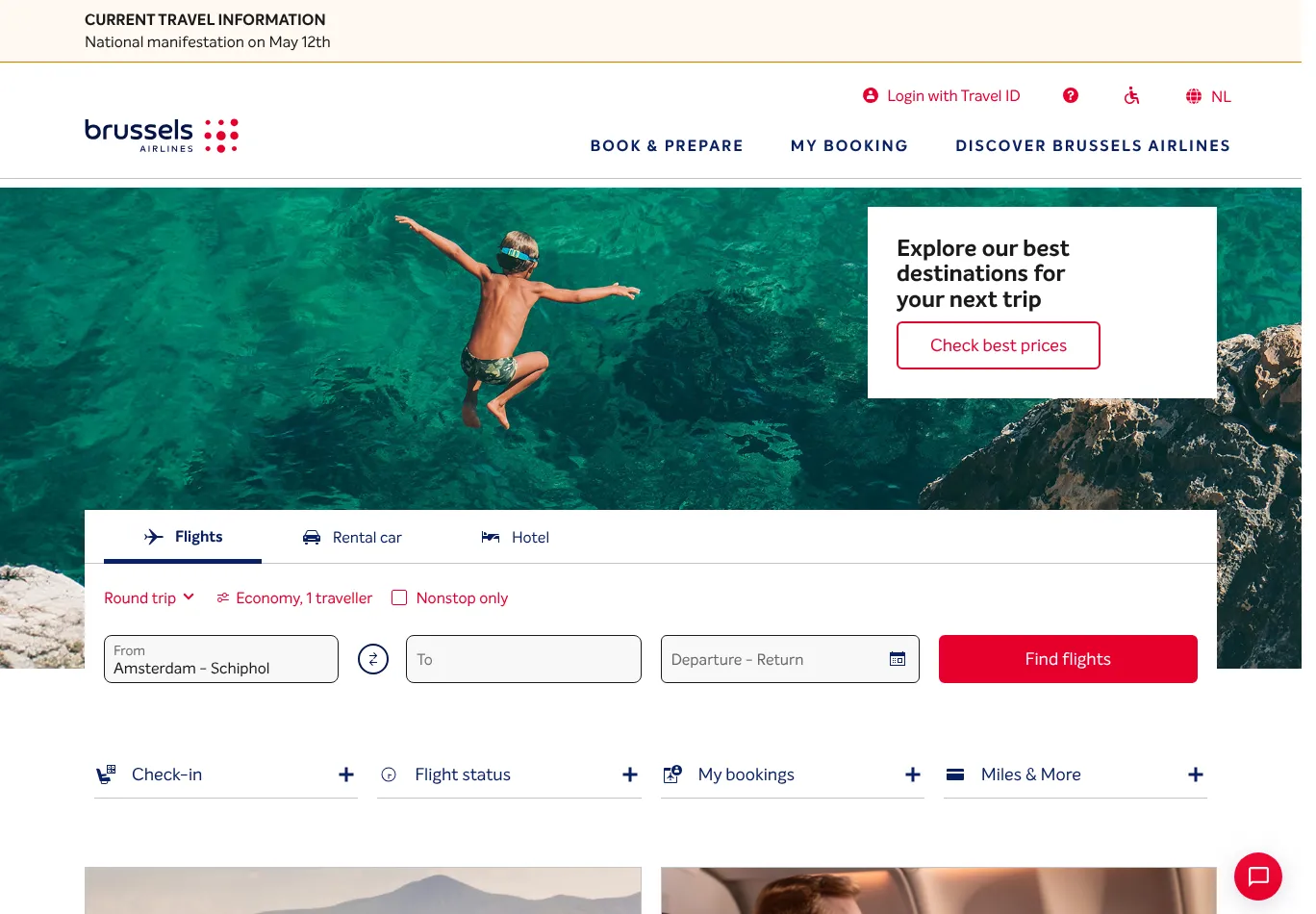 brusselsairlines.be necessary only consent screenshot