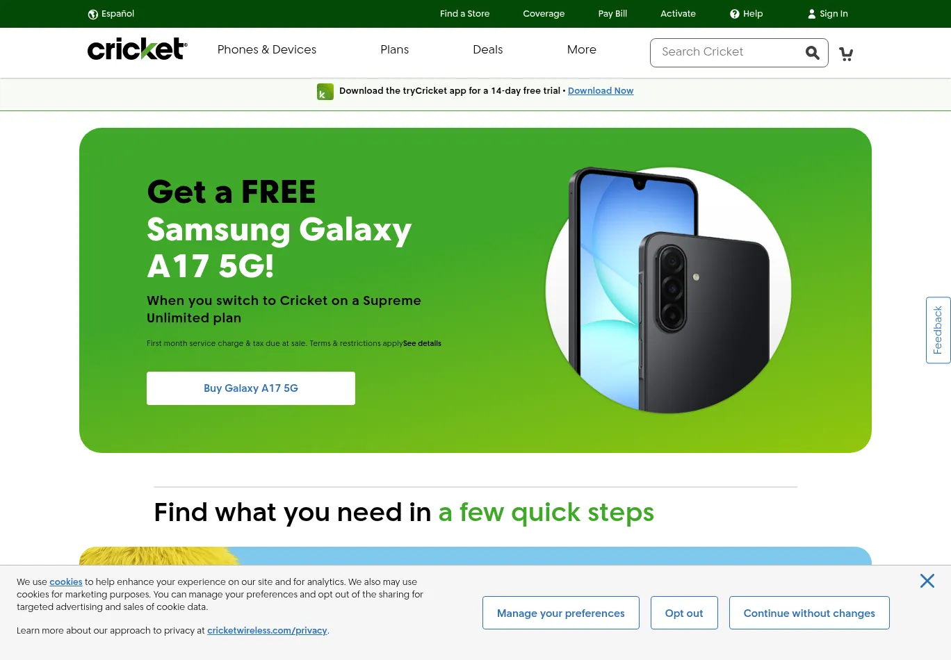 cricketwireless.com screenshot