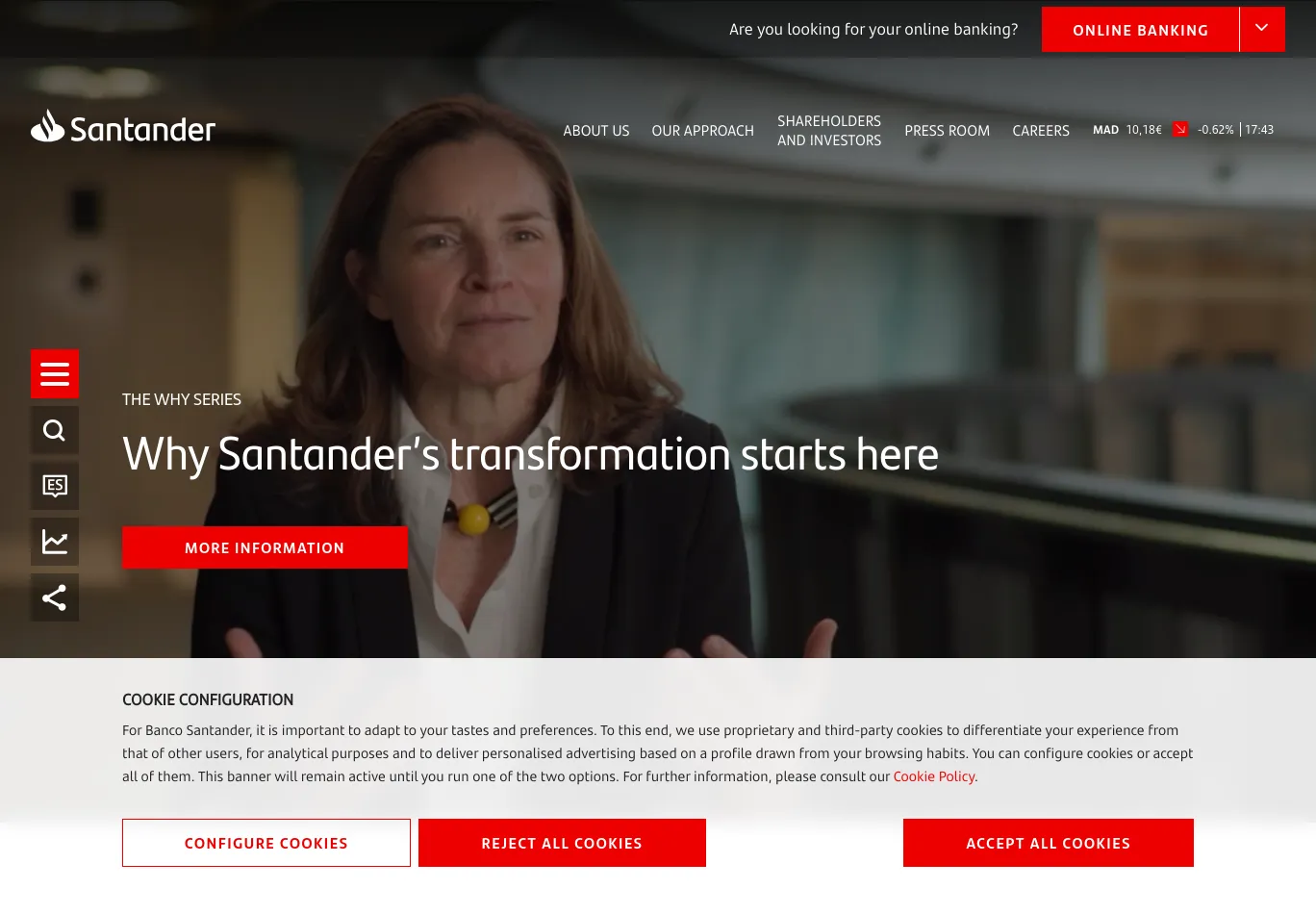 santander.com before consent screenshot