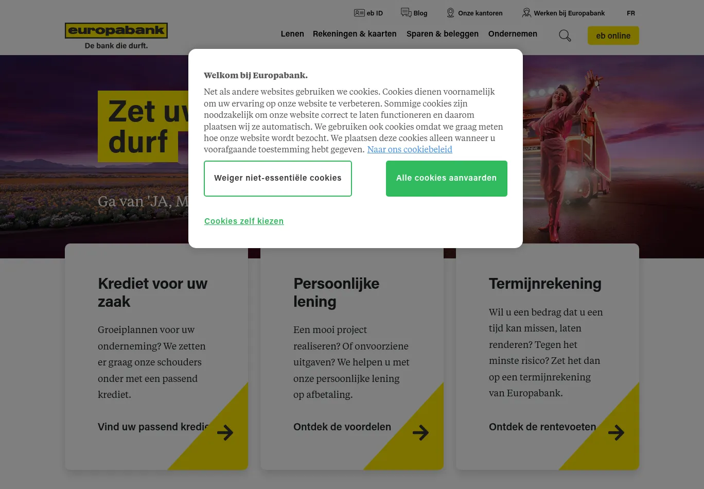 europabank.be before consent screenshot