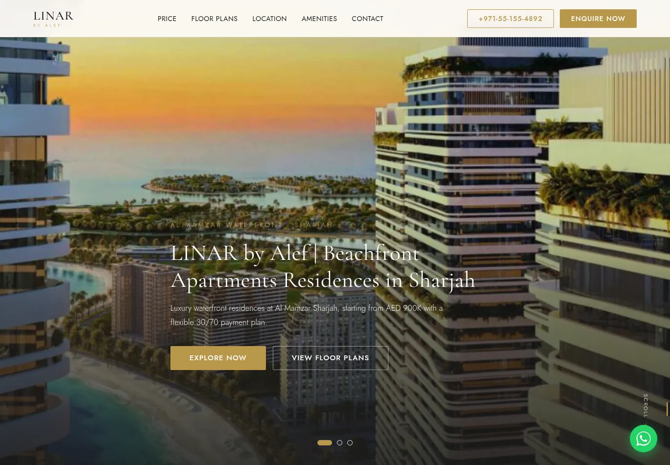 beachfront-living-sharjah.com necessary only consent screenshot