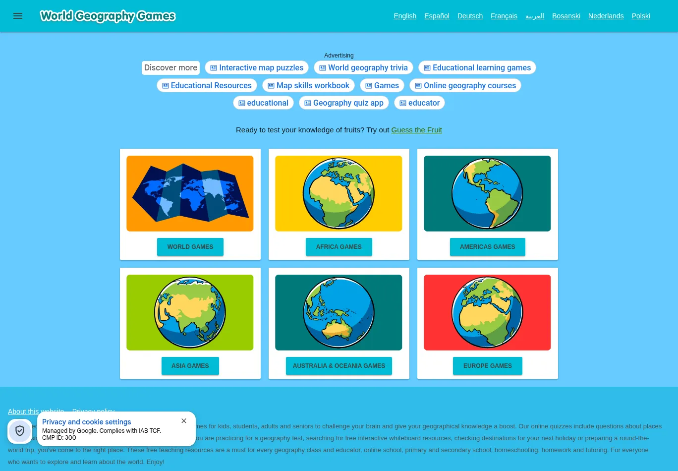 world-geography-games.com screenshot