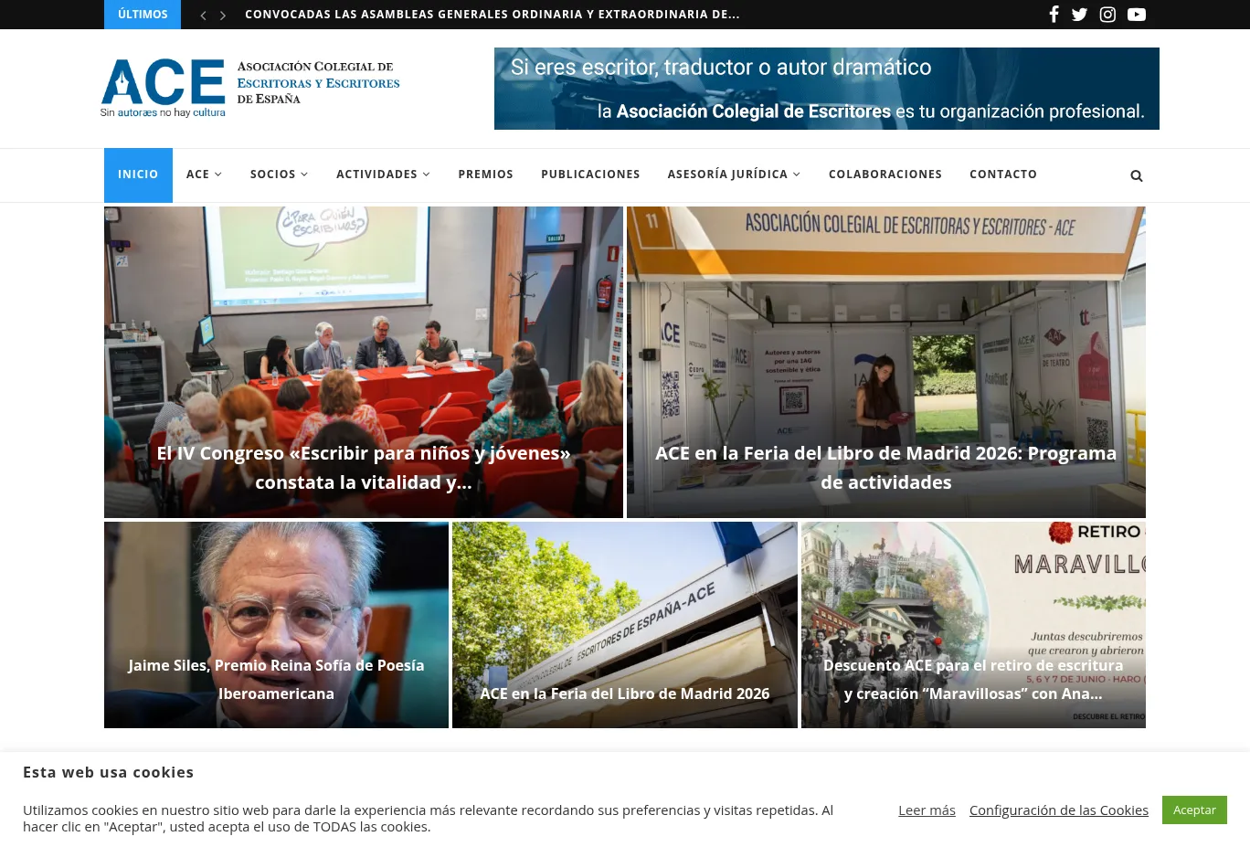 acescritores.com before consent screenshot