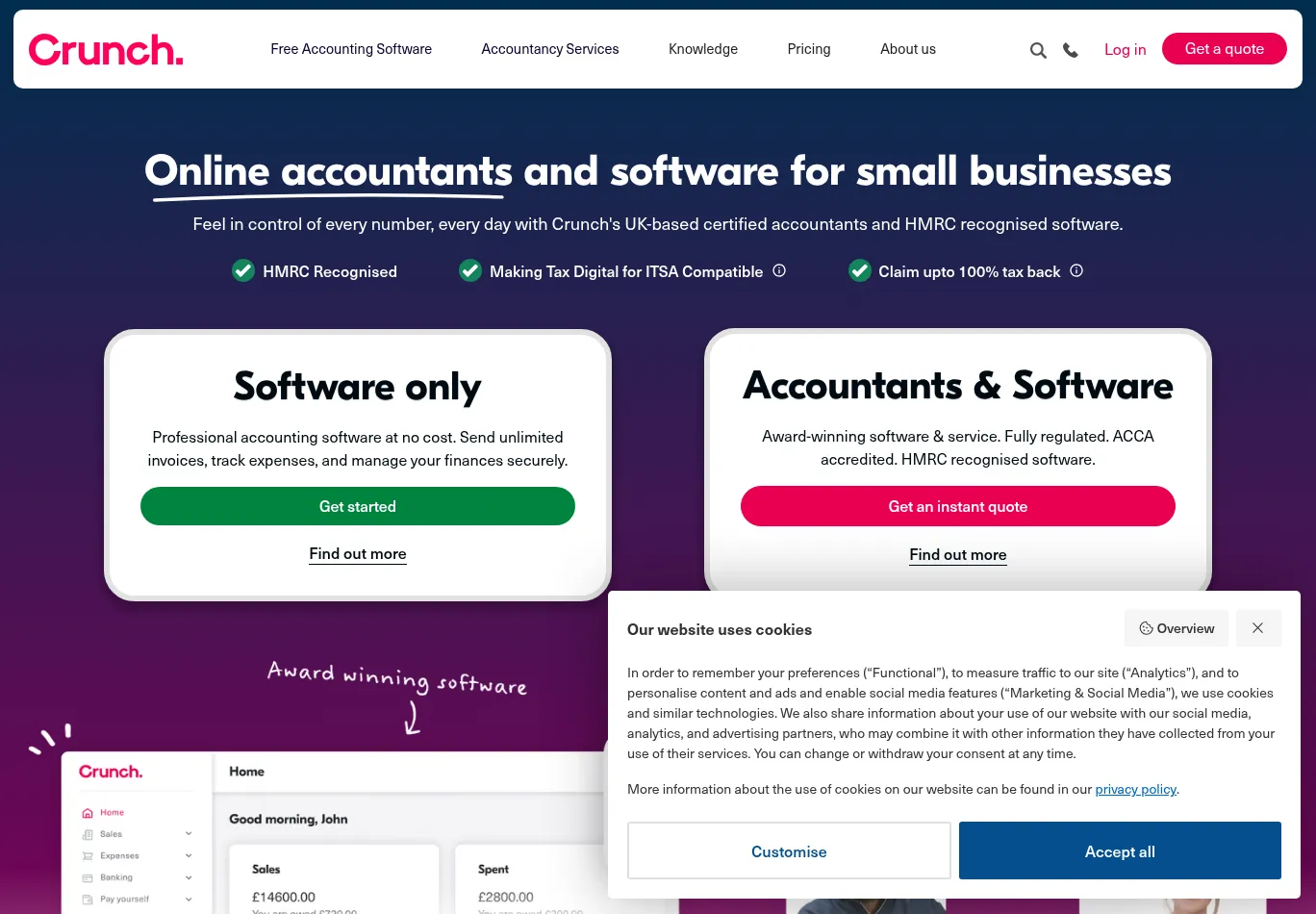 crunch.co.uk before consent screenshot
