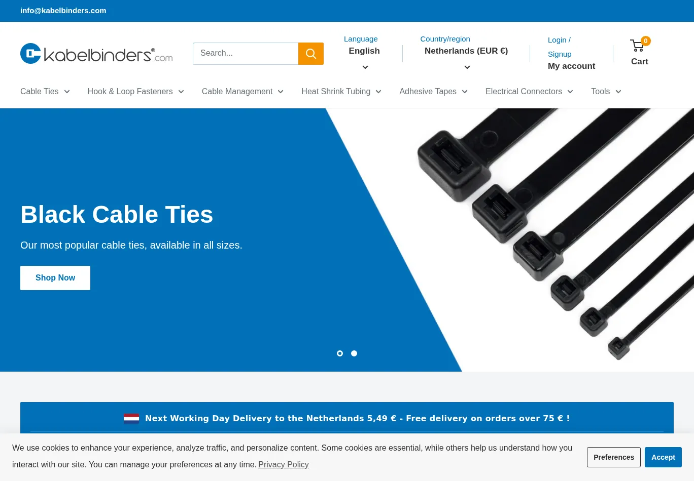kabelbinders.com screenshot