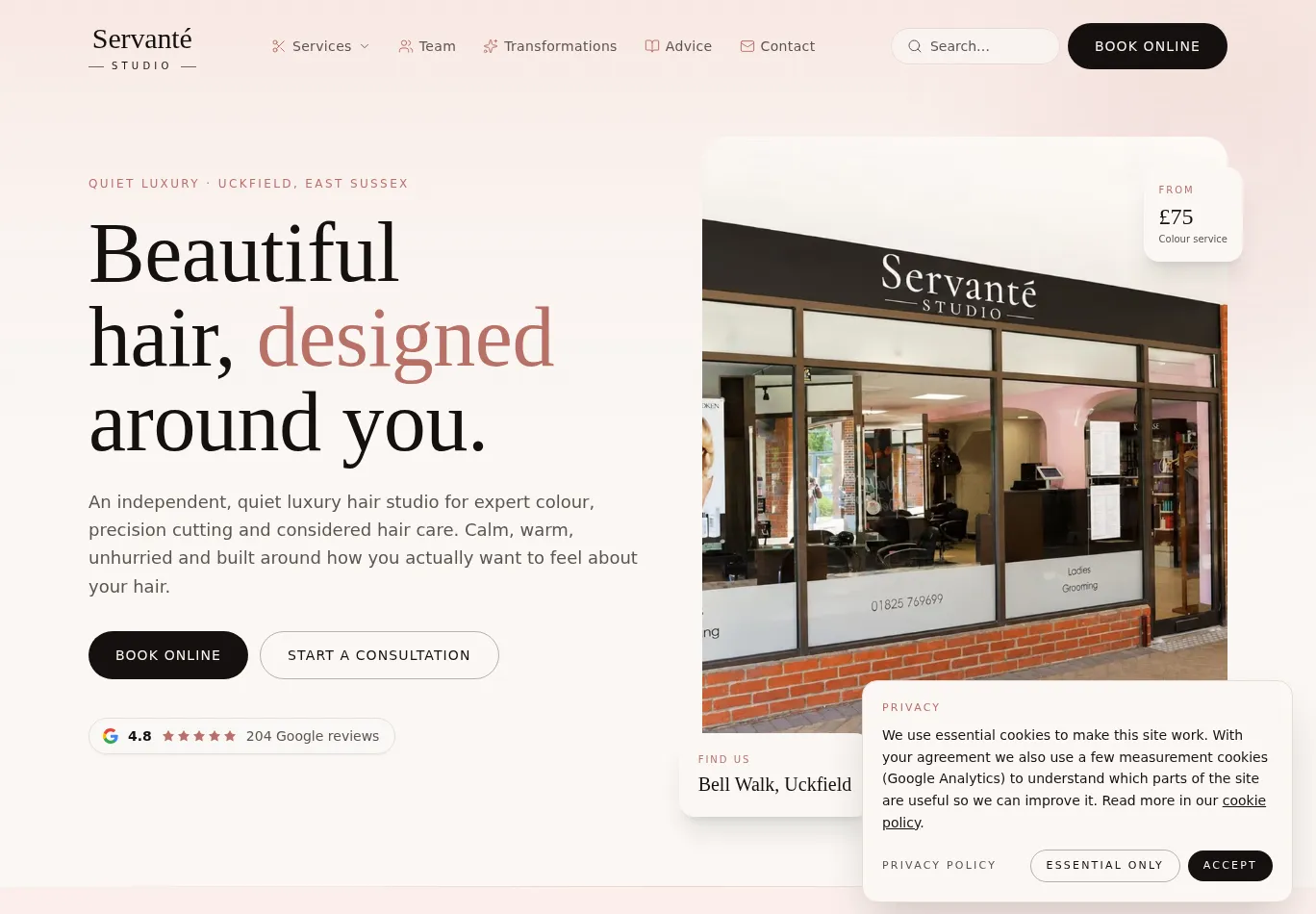 servantestudio.co.uk screenshot