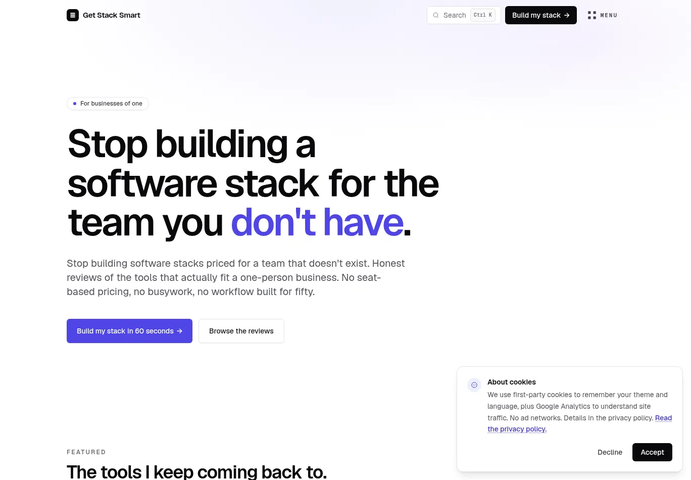 getstacksmart.com before consent screenshot