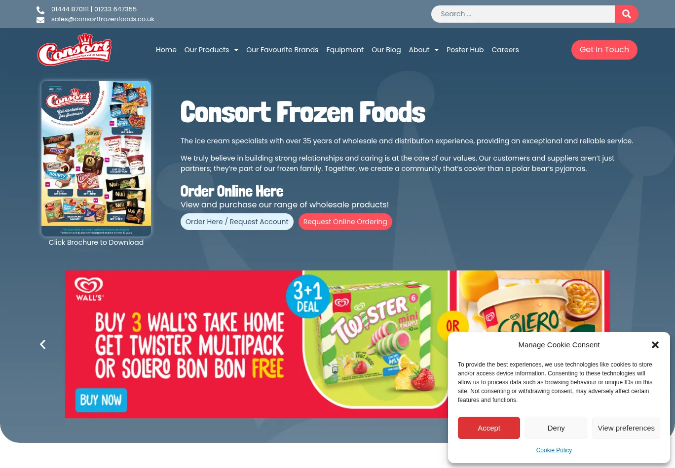 consortfrozenfoods.co.uk before consent screenshot