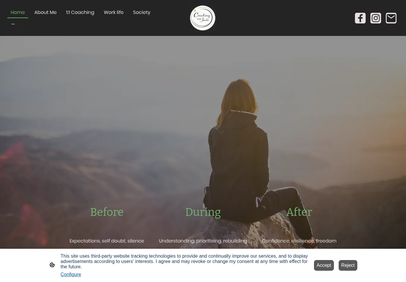 coachingwithjade.co.uk before consent screenshot