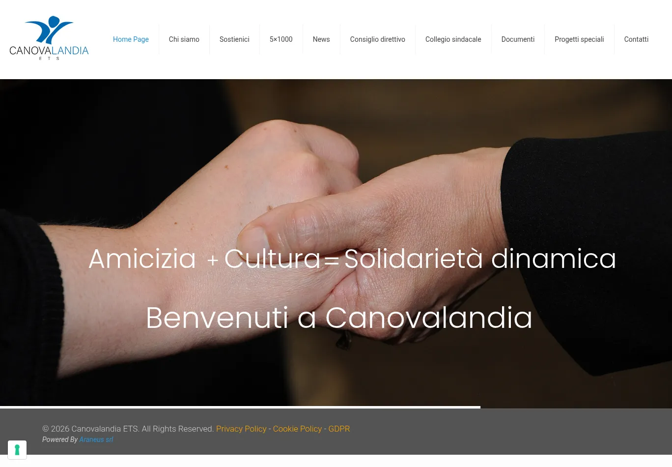 canovalandia.it necessary only consent screenshot