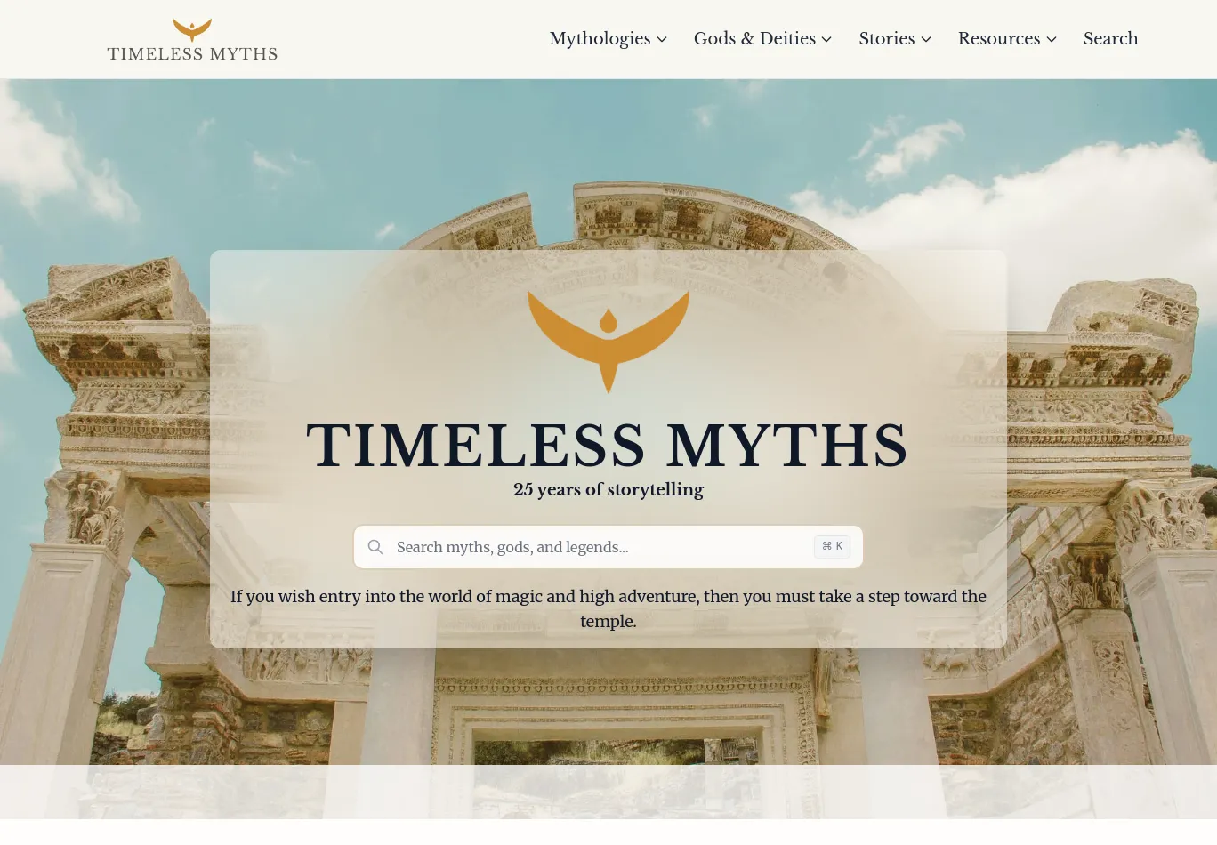 timelessmyths.com screenshot