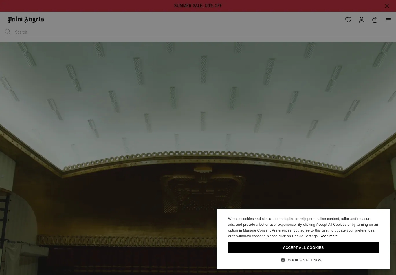palmangels.com before consent screenshot