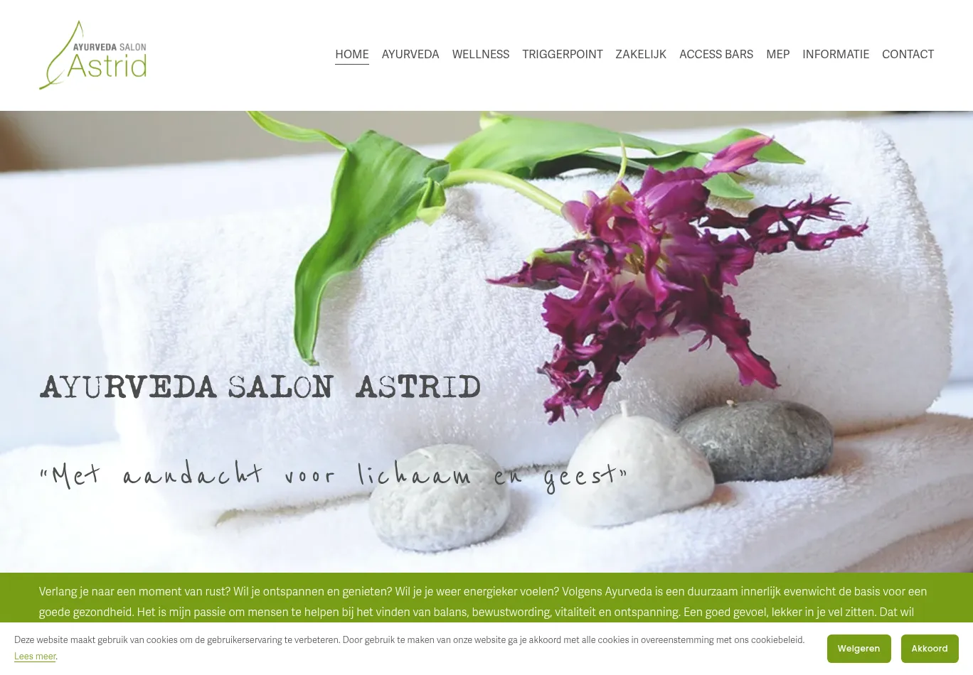 ayurvedasalonastrid.nl before consent screenshot