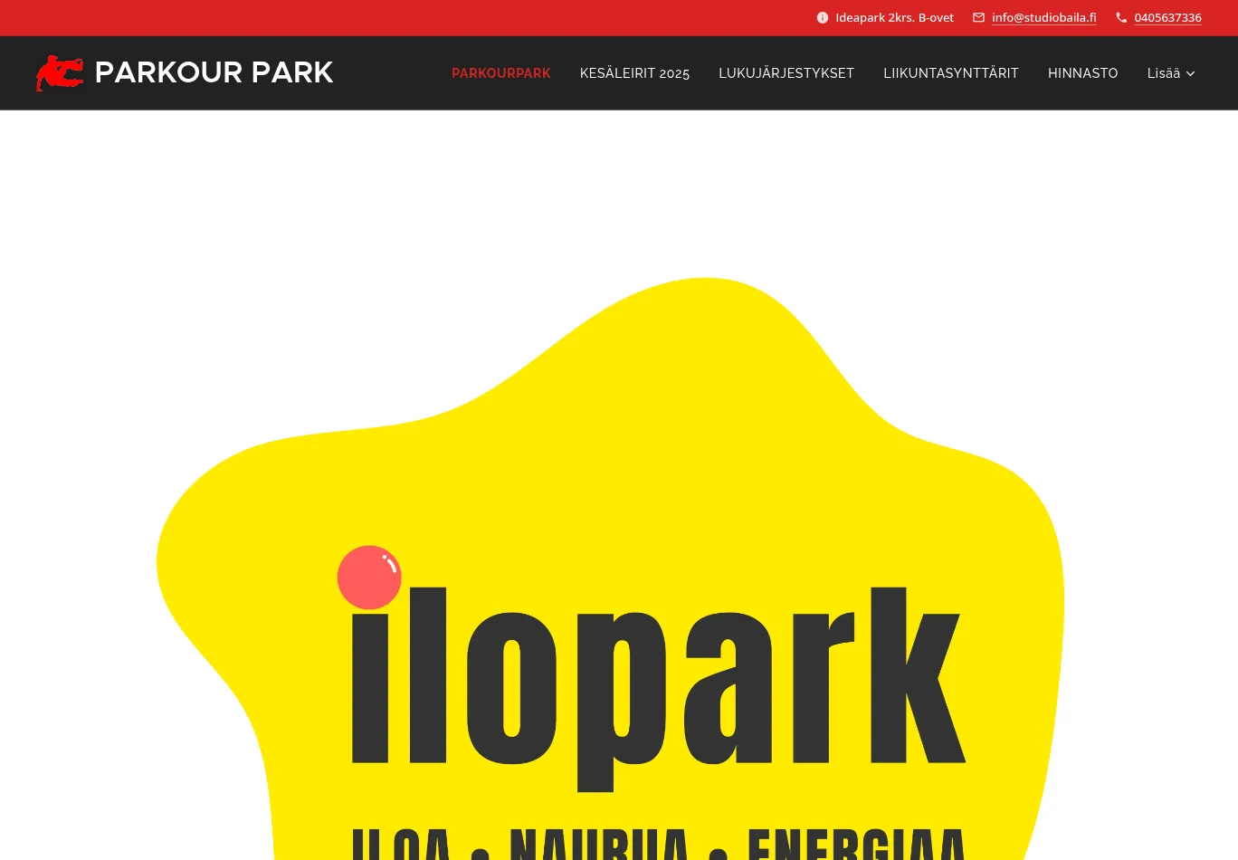 parkourpark.fi before consent screenshot