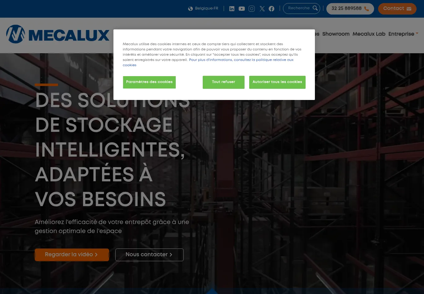 mecaluxbelgique.be before consent screenshot