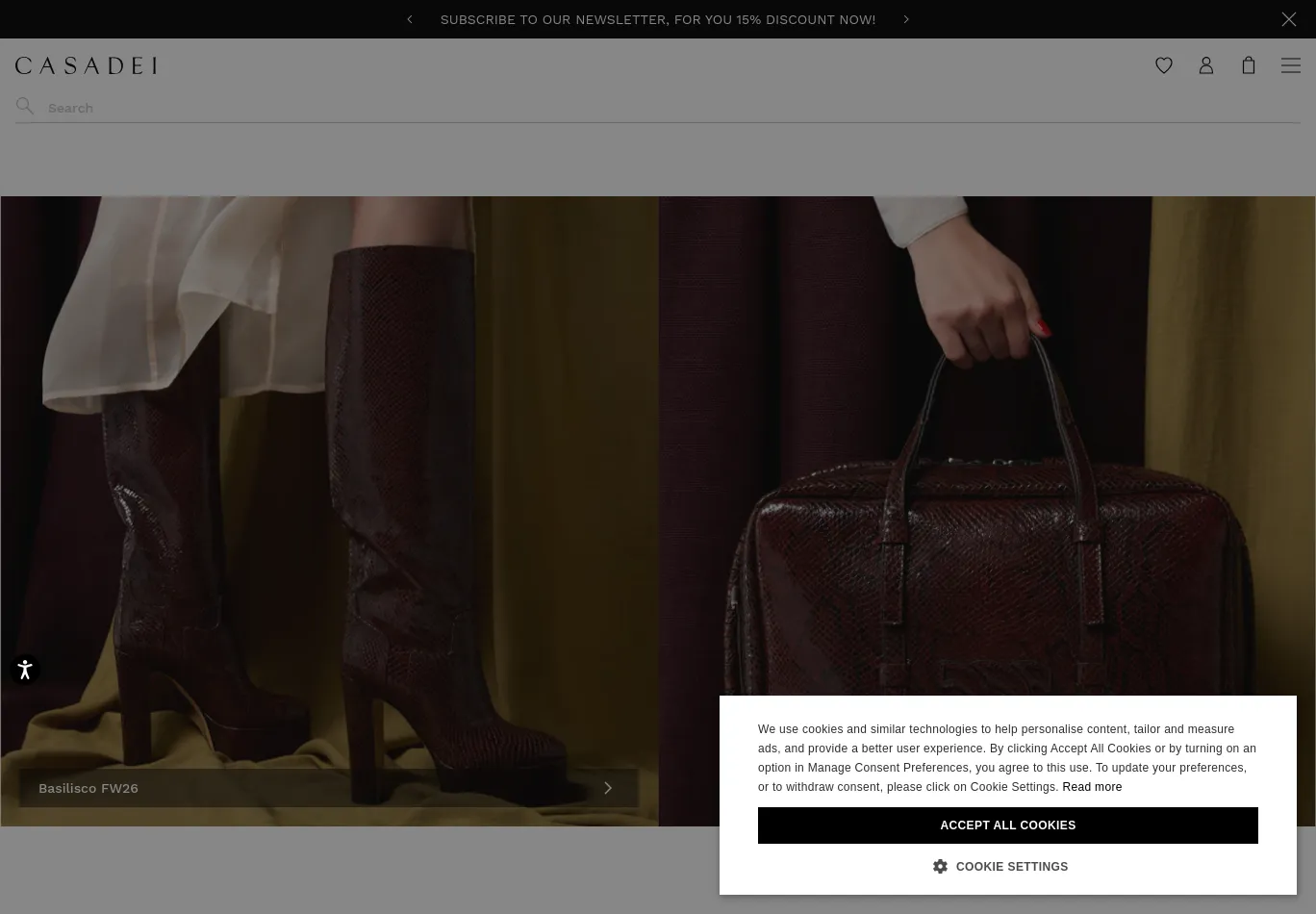 casadei.com before consent screenshot