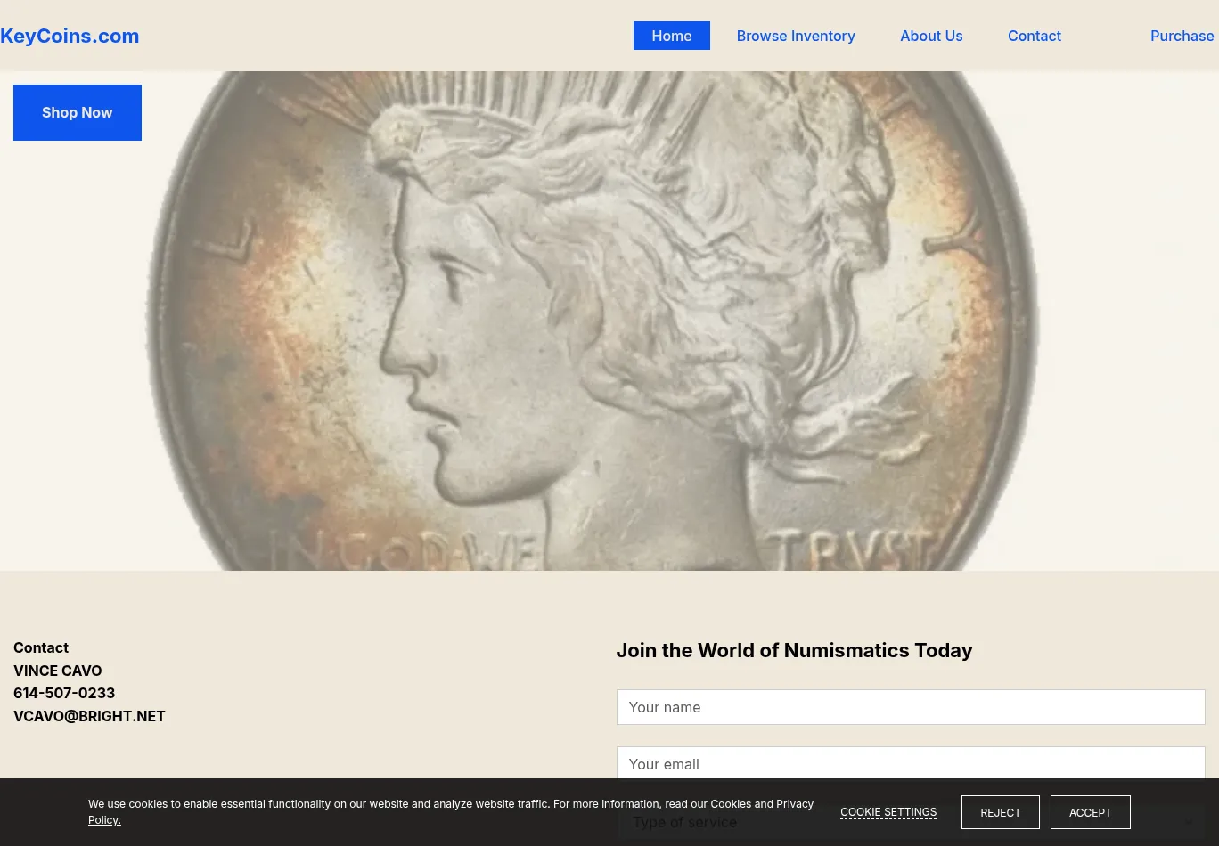 keycoins.com before consent screenshot