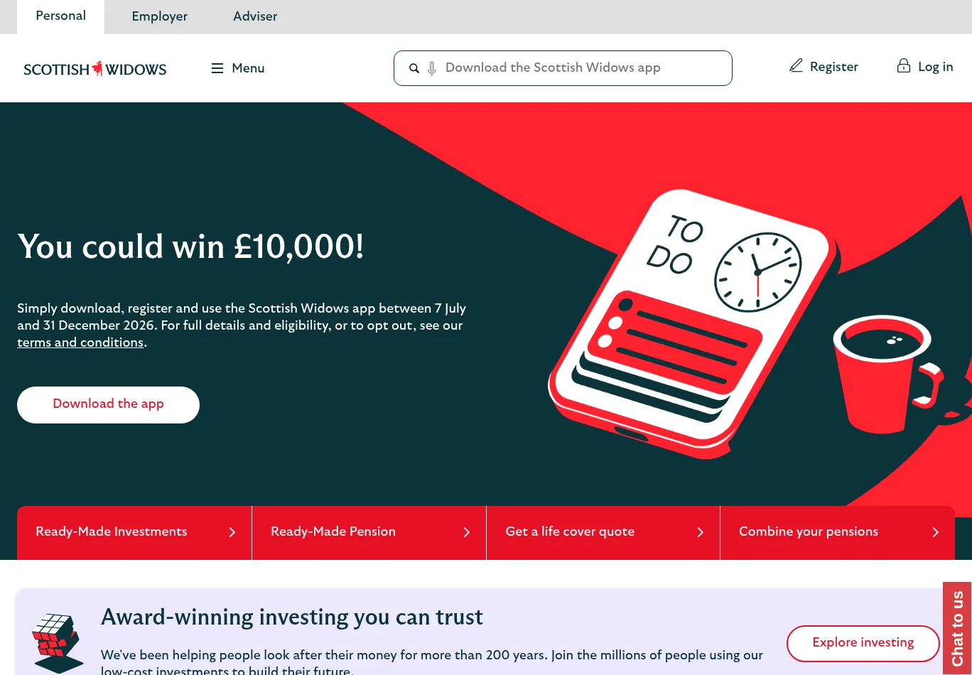 scottishwidows.co.uk necessary only consent screenshot