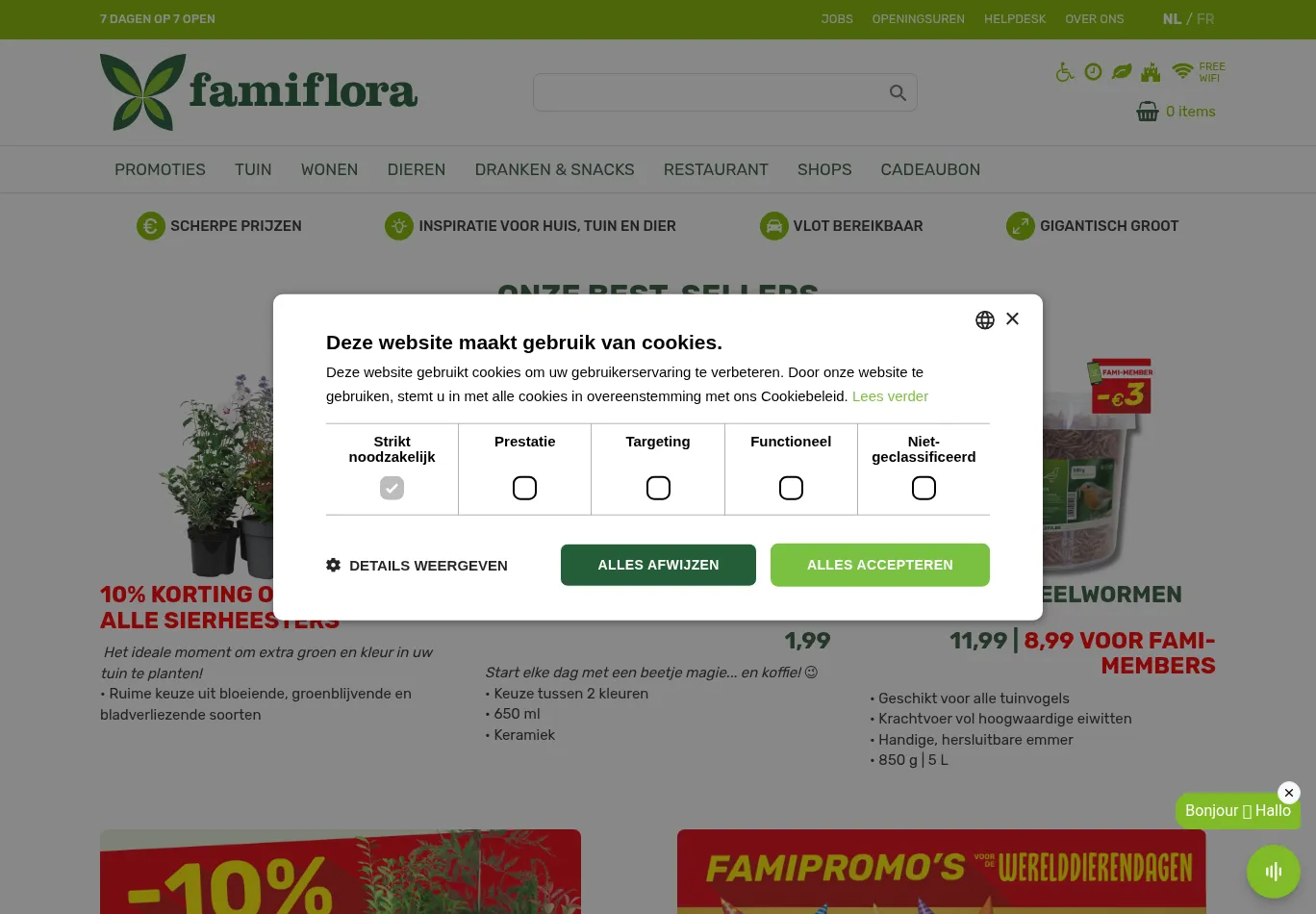 famiflora.be before consent screenshot