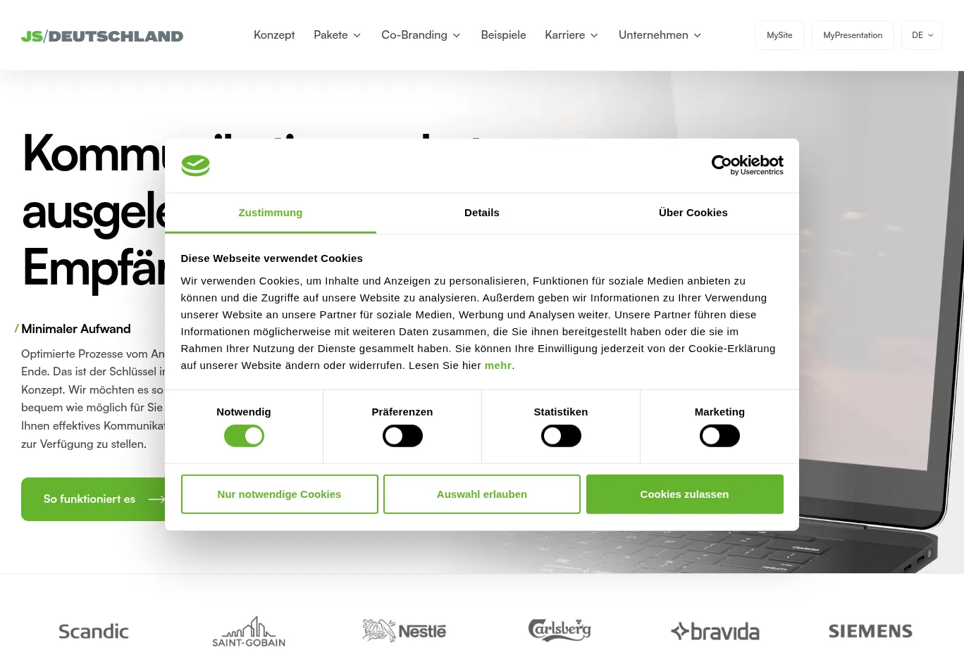 jsdeutschland.de before consent screenshot