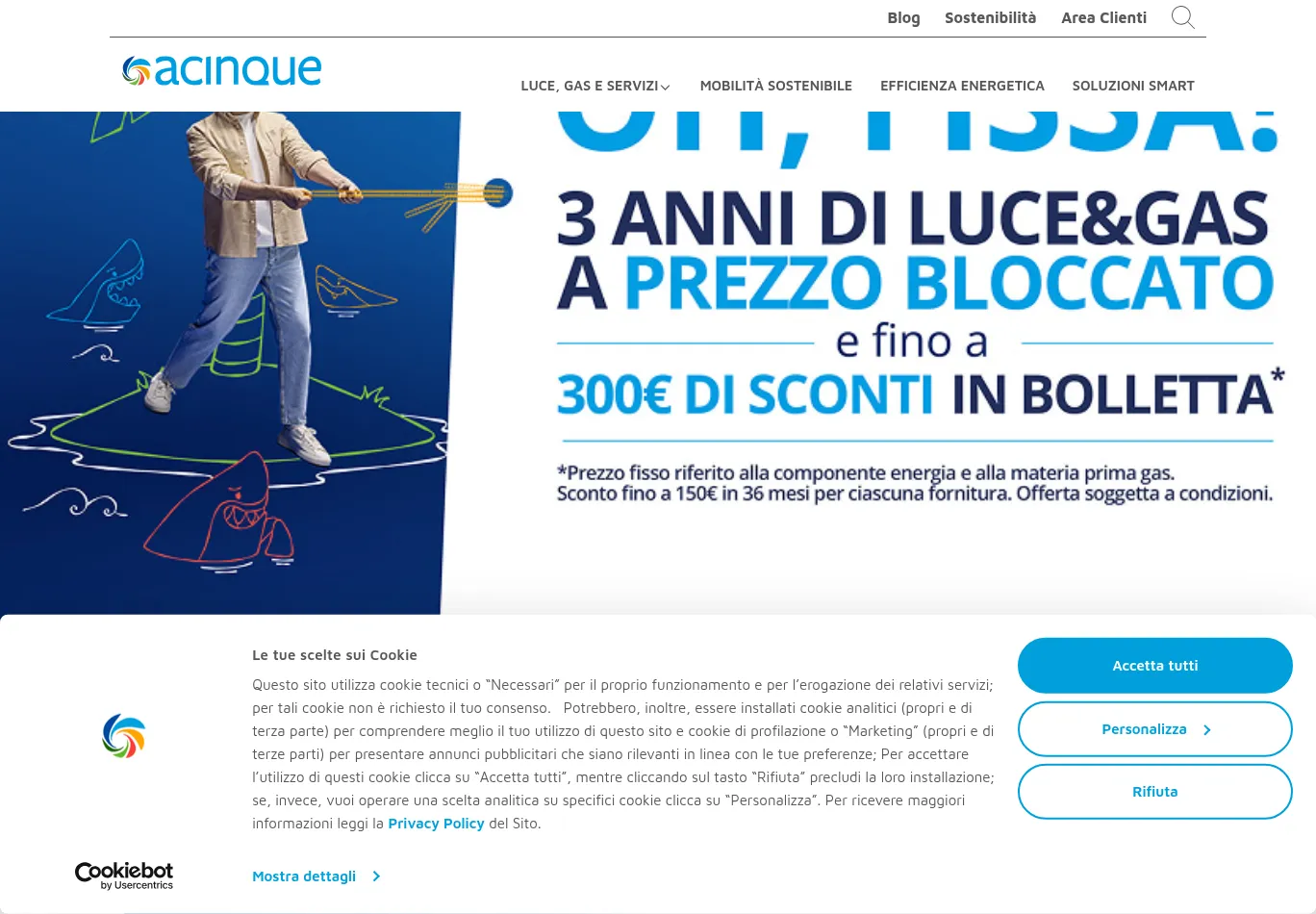 acinque.it before consent screenshot