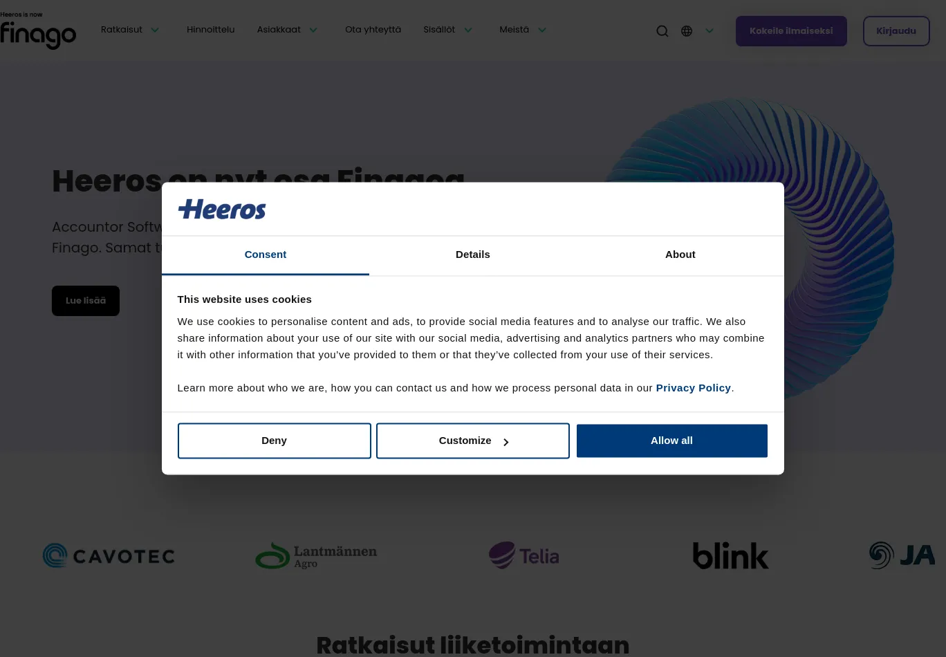 heeros.com before consent screenshot
