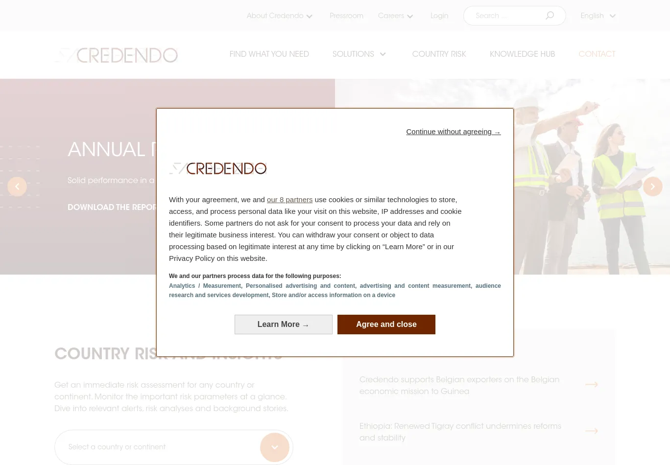 credendo.com before consent screenshot
