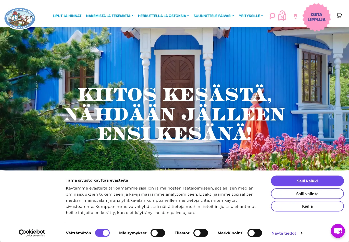 muumimaailma.fi before consent screenshot