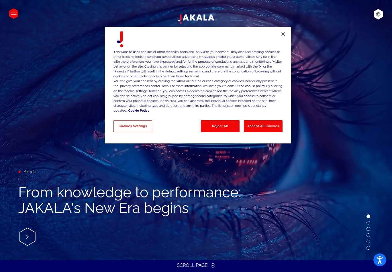 jakala.com before consent screenshot